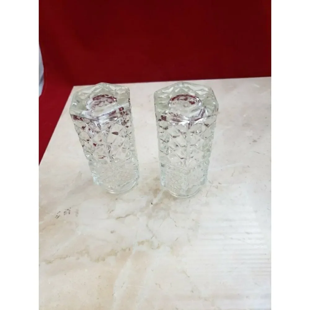 Vintage Glass Salt and Pepper Shakers - No Lids - Small Chip To Base